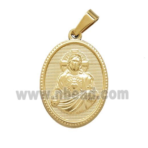 Stainless Steel Saint Jude Medal Pendant Gold Plated