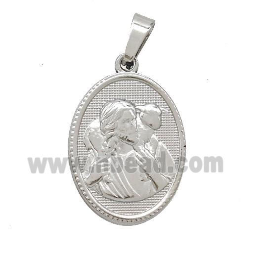 Raw Stainless Steel Jesus Pendant