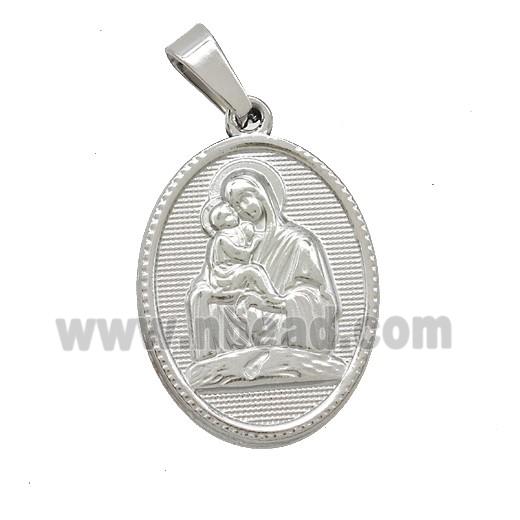 Raw Stainless Steel Virgin Mary Baby Pendant