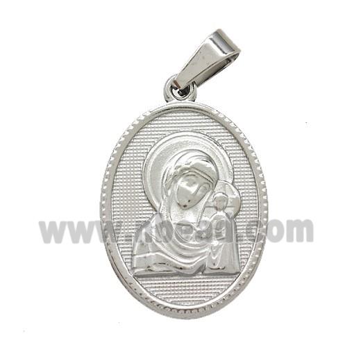 Raw Stainless Steel Virgin Mary Pendant