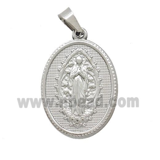 Raw Stainless Steel Virgin Mary Pendant