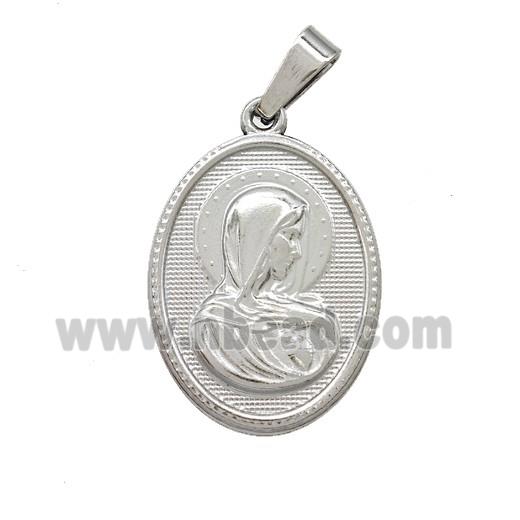 Stainless Steel Pendant, Platinum Plated