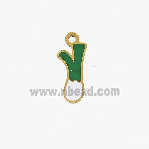 Enamel Stainless Steel Pendant, Gold Plated