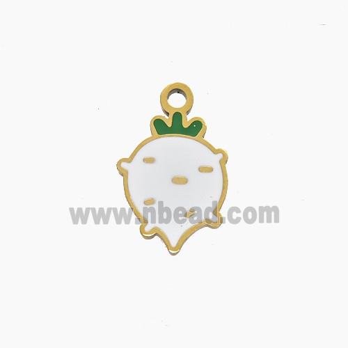 Enamel Stainless Steel Pendant, Gold Plated