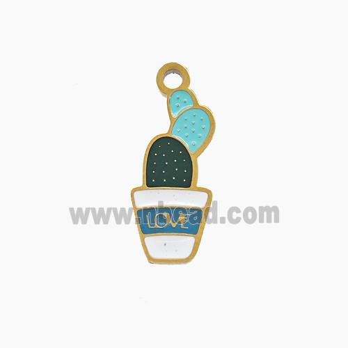 Enamel Stainless Steel Pendant, Gold Plated