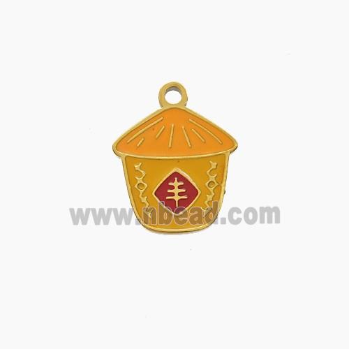 Enamel Stainless Steel Pendant, Gold Plated