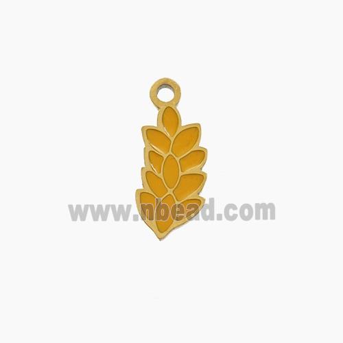 Enamel Stainless Steel Pendant, Gold Plated