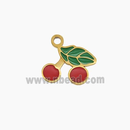 Enamel Stainless Steel Pendant, Gold Plated