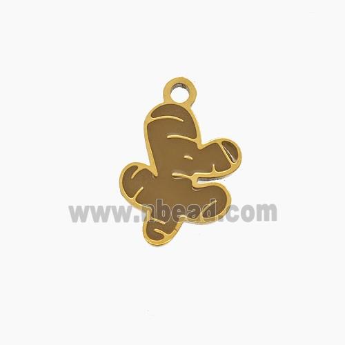 Enamel Stainless Steel Pendant, Gold Plated
