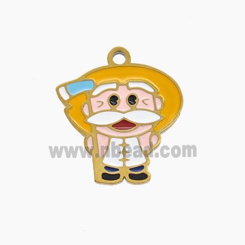 Enamel Stainless Steel Pendant, Gold Plated