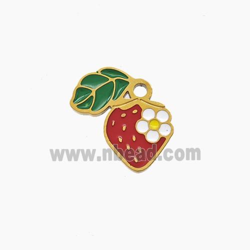 Enamel Stainless Steel Pendant, Gold Plated