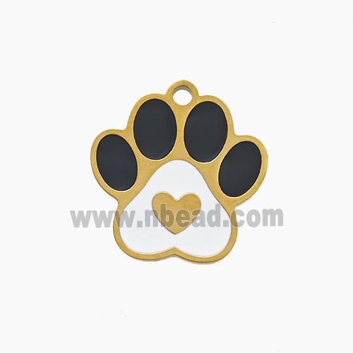 Enamel Stainless Steel Pendant, Gold Plated