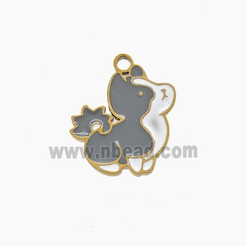 Enamel Stainless Steel Pendant, Gold Plated