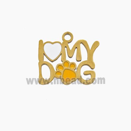 Enamel Stainless Steel Pendant, Gold Plated