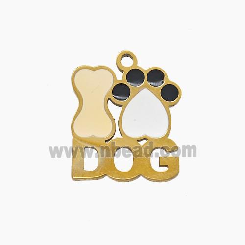 Enamel Stainless Steel Pendant, Gold Plated