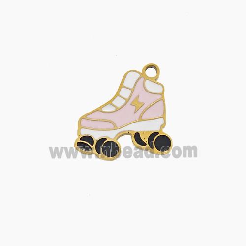 Enamel Stainless Steel Pendant, Gold Plated