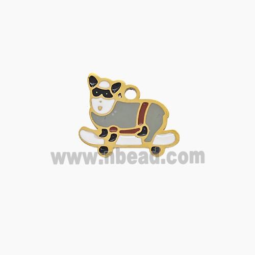 Enamel Stainless Steel Pendant, Gold Plated