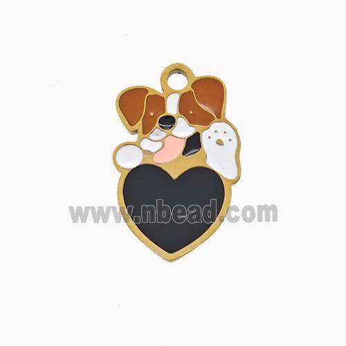 Enamel Stainless Steel Pendant, Gold Plated