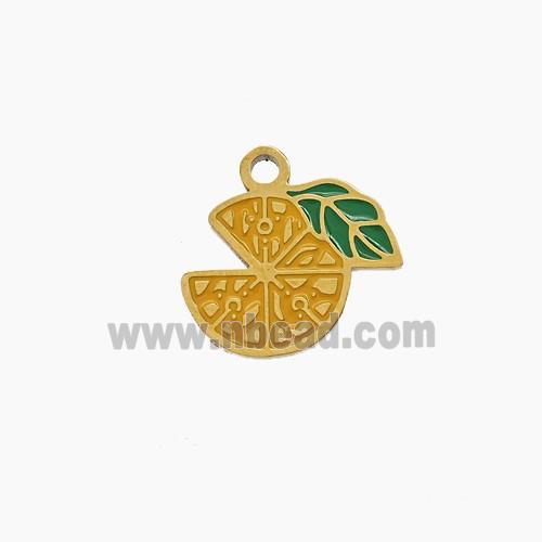 Enamel Stainless Steel Pendant, Gold Plated