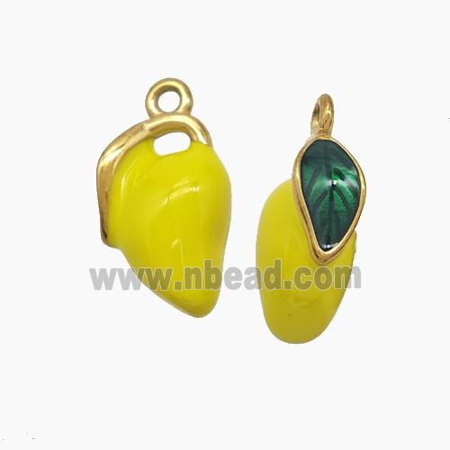 Enamel Stainless Steel Pendant, Gold Plated