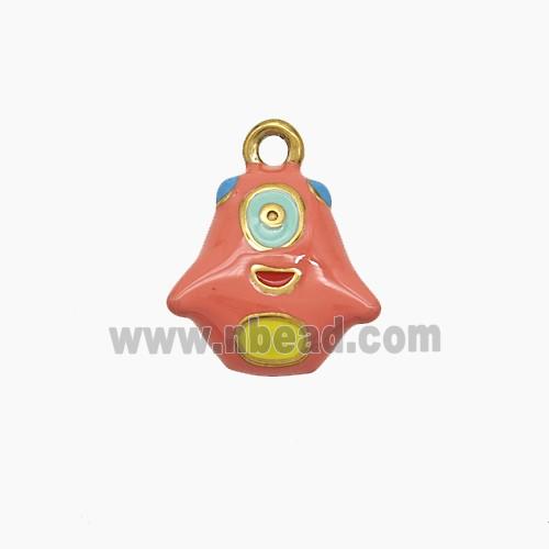 Enamel Stainless Steel Pendant, Gold Plated