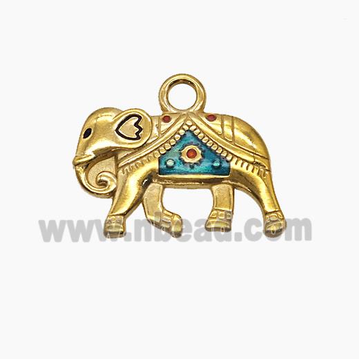 Stainless Steel Elephant Pendant Painted Gold Plated