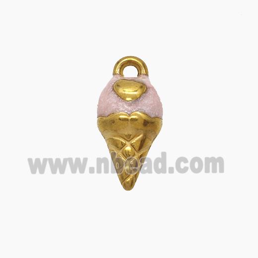 Stainless Steel Ice Cream Pendant Enamel Gold Plated