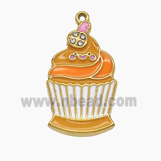 Stainless Steel Ice Cream Pendant Enamel Gold Plated