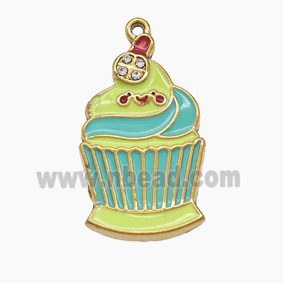 Stainless Steel Ice Cream Pendant Enamel Gold Plated