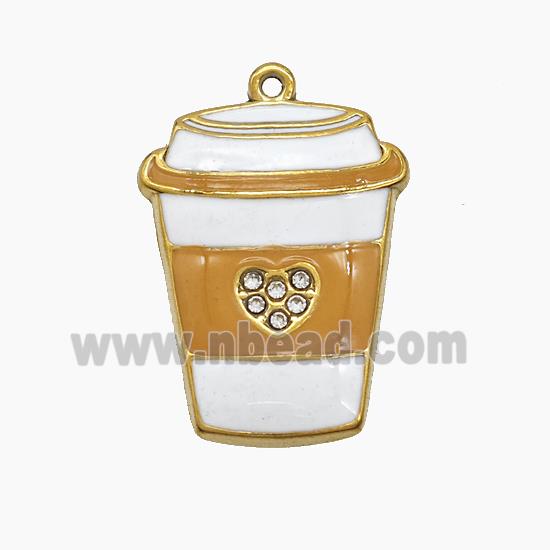 Stainless Steel Cup Pendant Pave Rhinestone Enamel Gold Plated