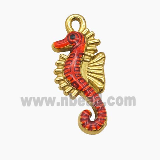 Stainless Steel Starfish Pendant Red Painted Gold Plated