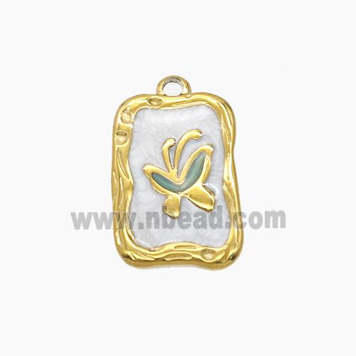 Enamel Stainless Steel Pendant, Gold plated