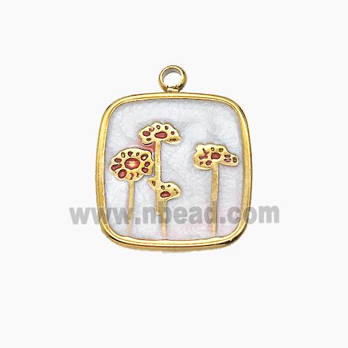 Enamel Stainless Steel Pendant, Gold plated