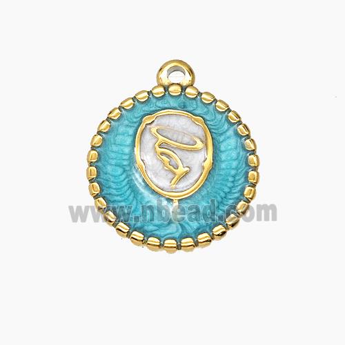 Enamel Stainless Steel Pendant, Gold plated