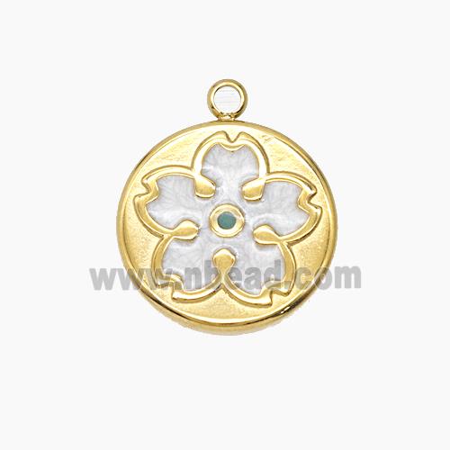 Enamel Stainless Steel Pendant, Gold plated