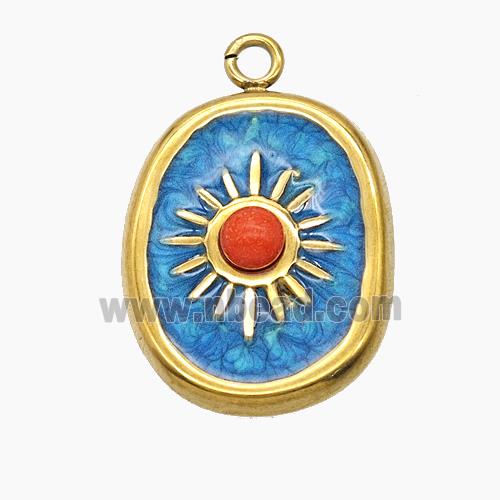 Enamel Stainless Steel Pendant, Gold plated
