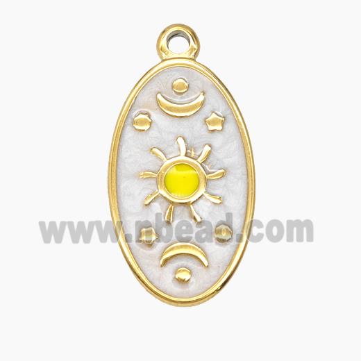 Enamel Stainless Steel Pendant, Gold plated