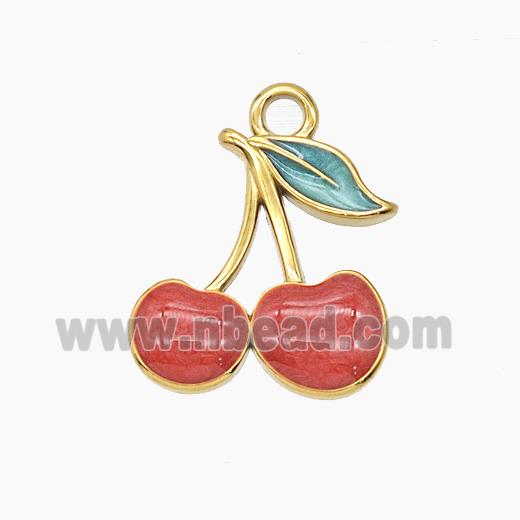 Enamel Stainless Steel Pendant, Gold plated