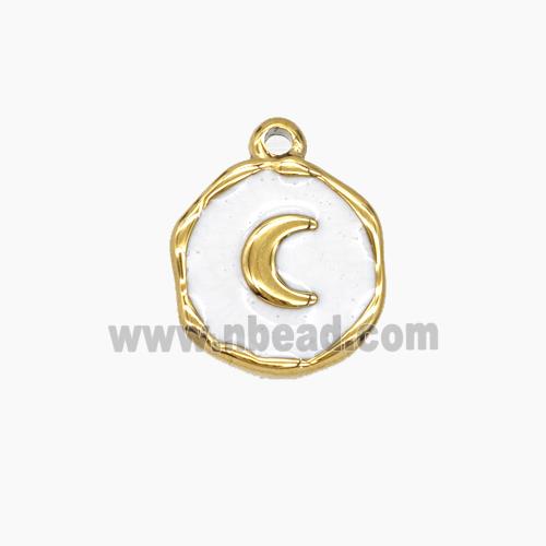 Enamel Stainless Steel Pendant, Gold plated