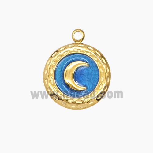 Enamel Stainless Steel Pendant, Gold plated