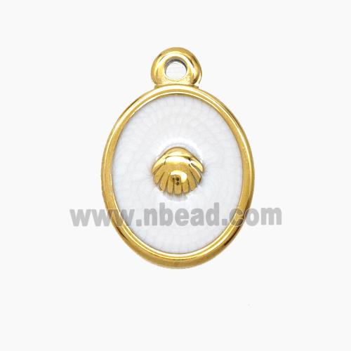Enamel Stainless Steel Pendant, Gold plated