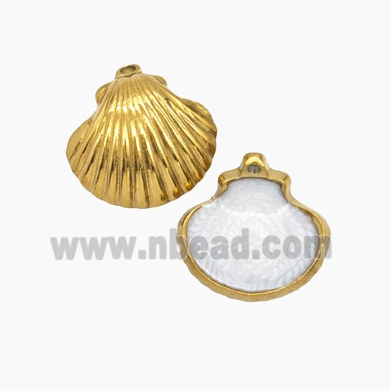 Enamel Stainless Steel Pendant, Gold plated