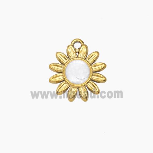Enamel Stainless Steel Pendant, Gold plated