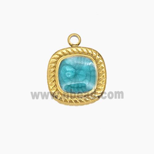 Enamel Stainless Steel Pendant, Gold plated