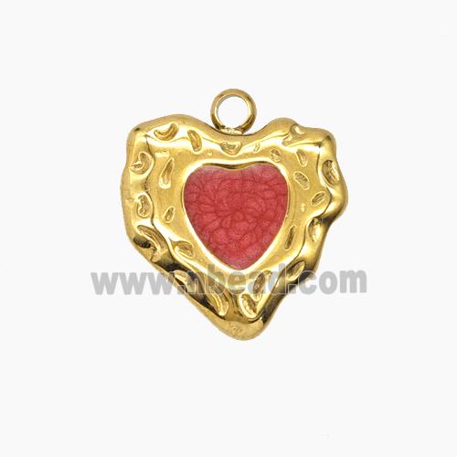 Enamel Stainless Steel Pendant, Gold plated