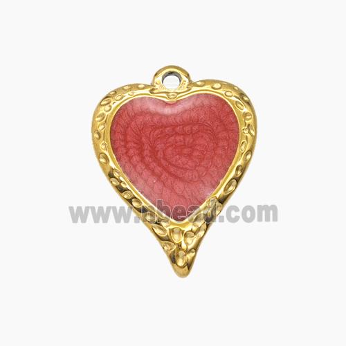 Enamel Stainless Steel Pendant, Gold plated