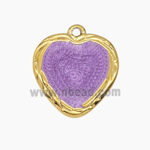 Enamel Stainless Steel Pendant, Gold plated