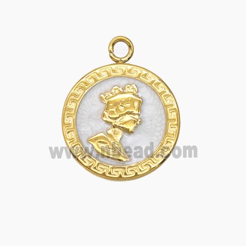 Enamel Stainless Steel Pendant, Gold plated