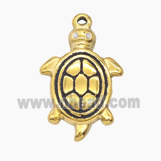 Enamel Stainless Steel Pendant, Gold plated
