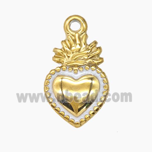 Enamel Stainless Steel Pendant, Gold plated